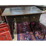 A mid 18th century oak lowboy. W-75, D-47, H-69cm.