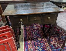 A mid 18th century oak lowboy. W-75, D-47, H-69cm.