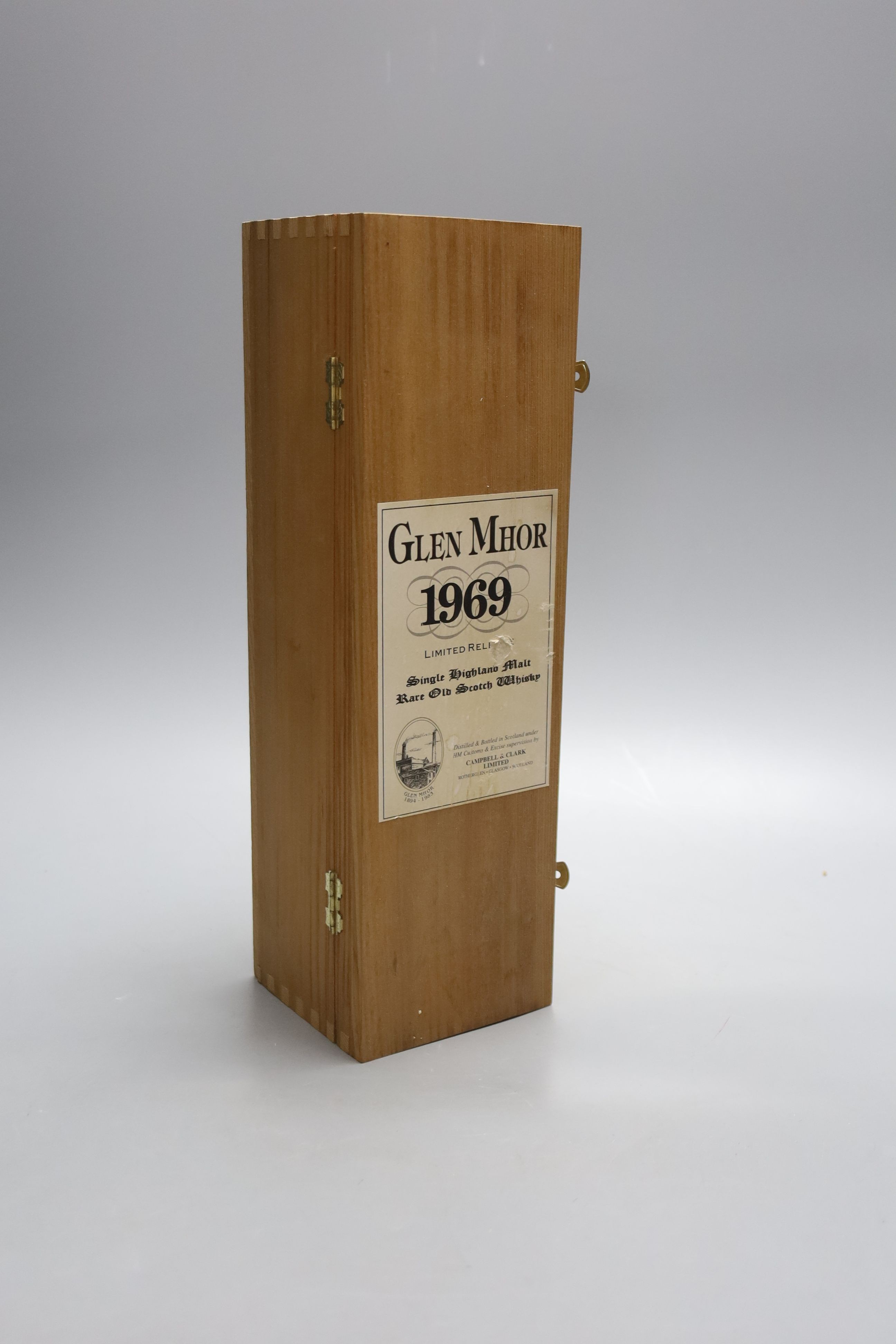 A bottle of Glen Mhor 1969 single Highland malt whisky, no. 518 off 2265, in wooden presentation - Image 2 of 2