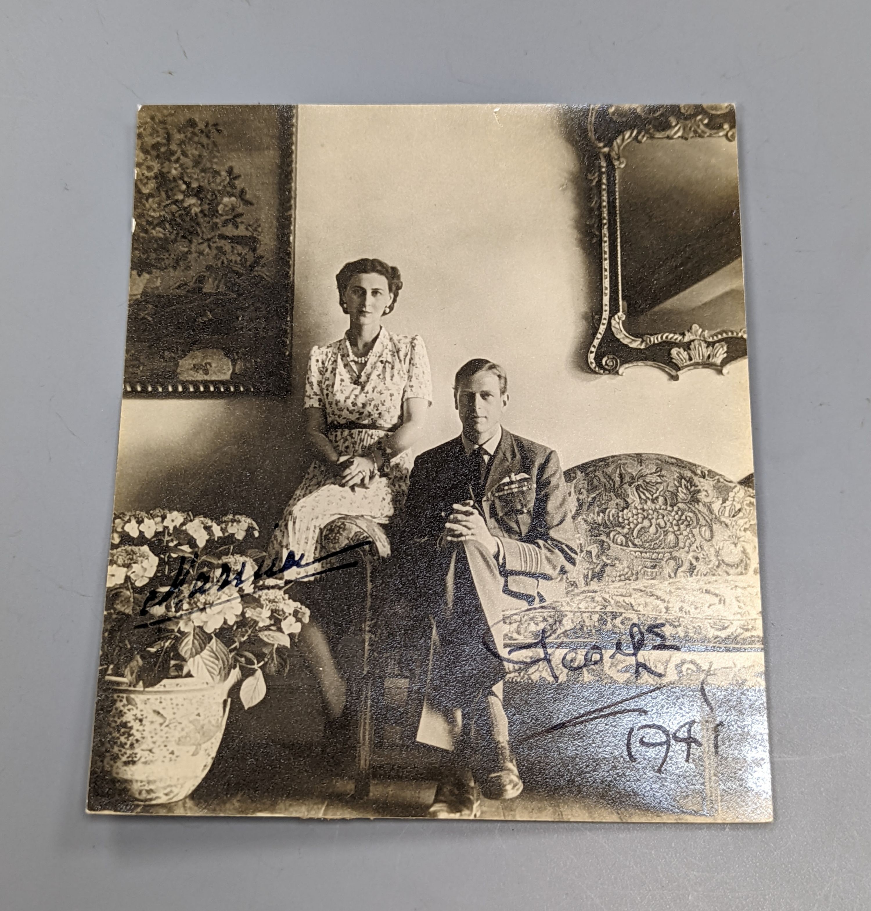 Duke and Duchess of Kent signed Cecil Beaton photo, dated 1941 and inscribed verso, approximately 13