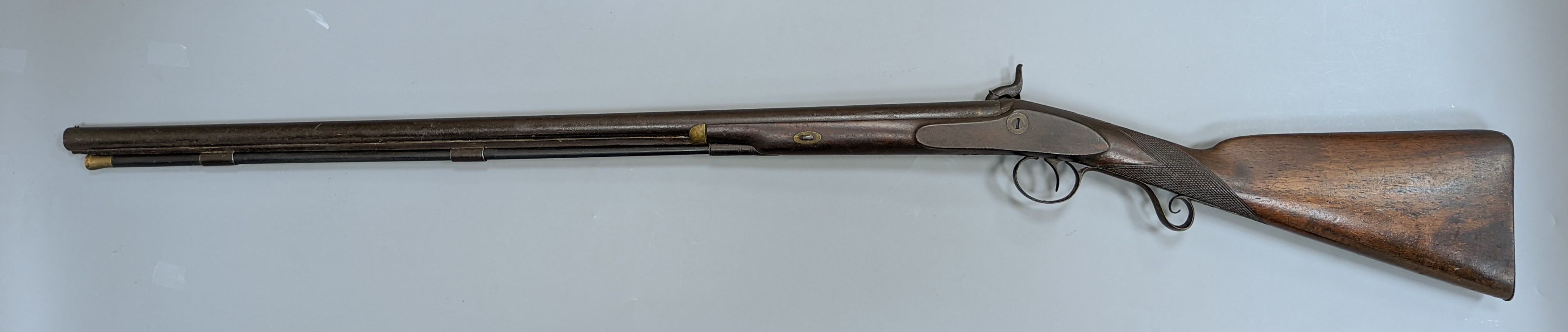 A late 19th/early 20th century percussion cap musket,115 cms long.