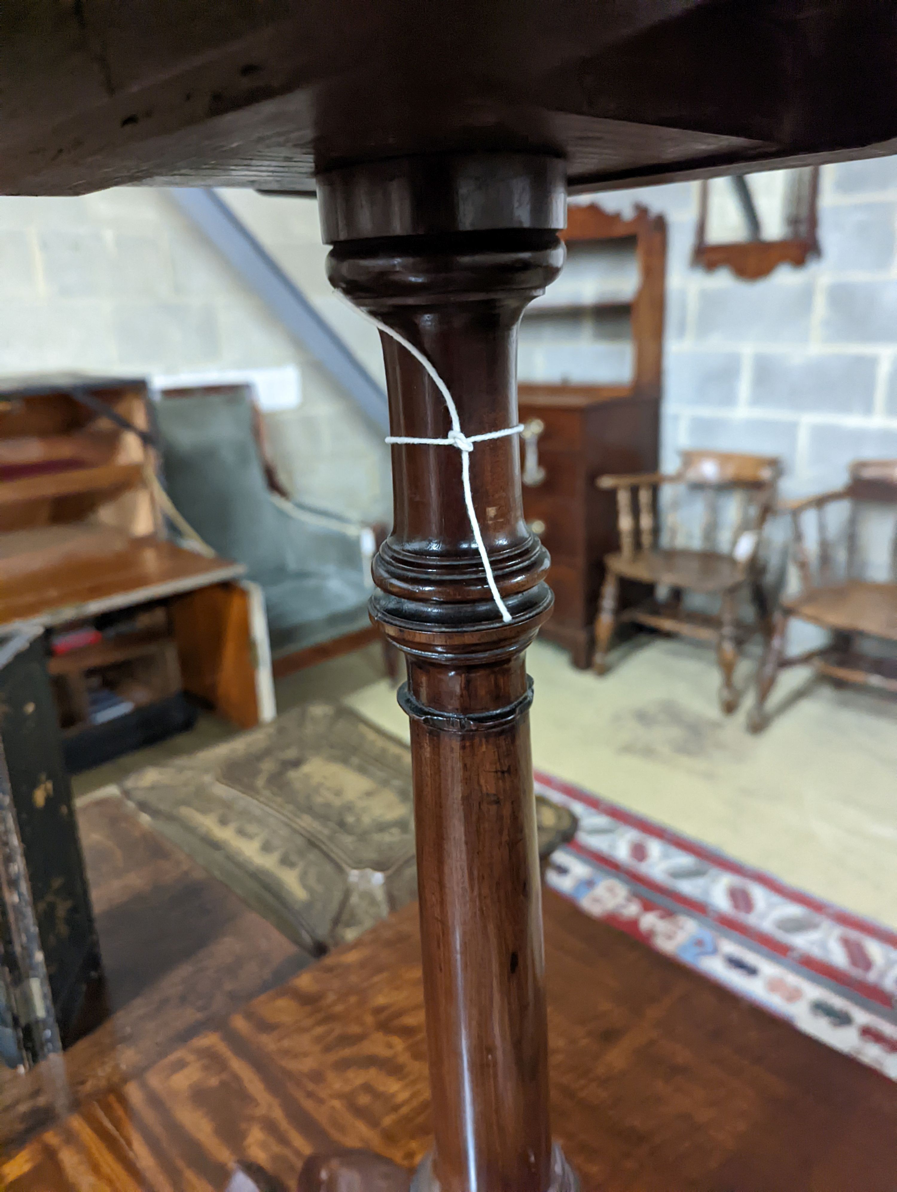 A George III and later mahogany Tripod Wine Table. Diameter - 49cm, Height - 67cm. - Image 4 of 4