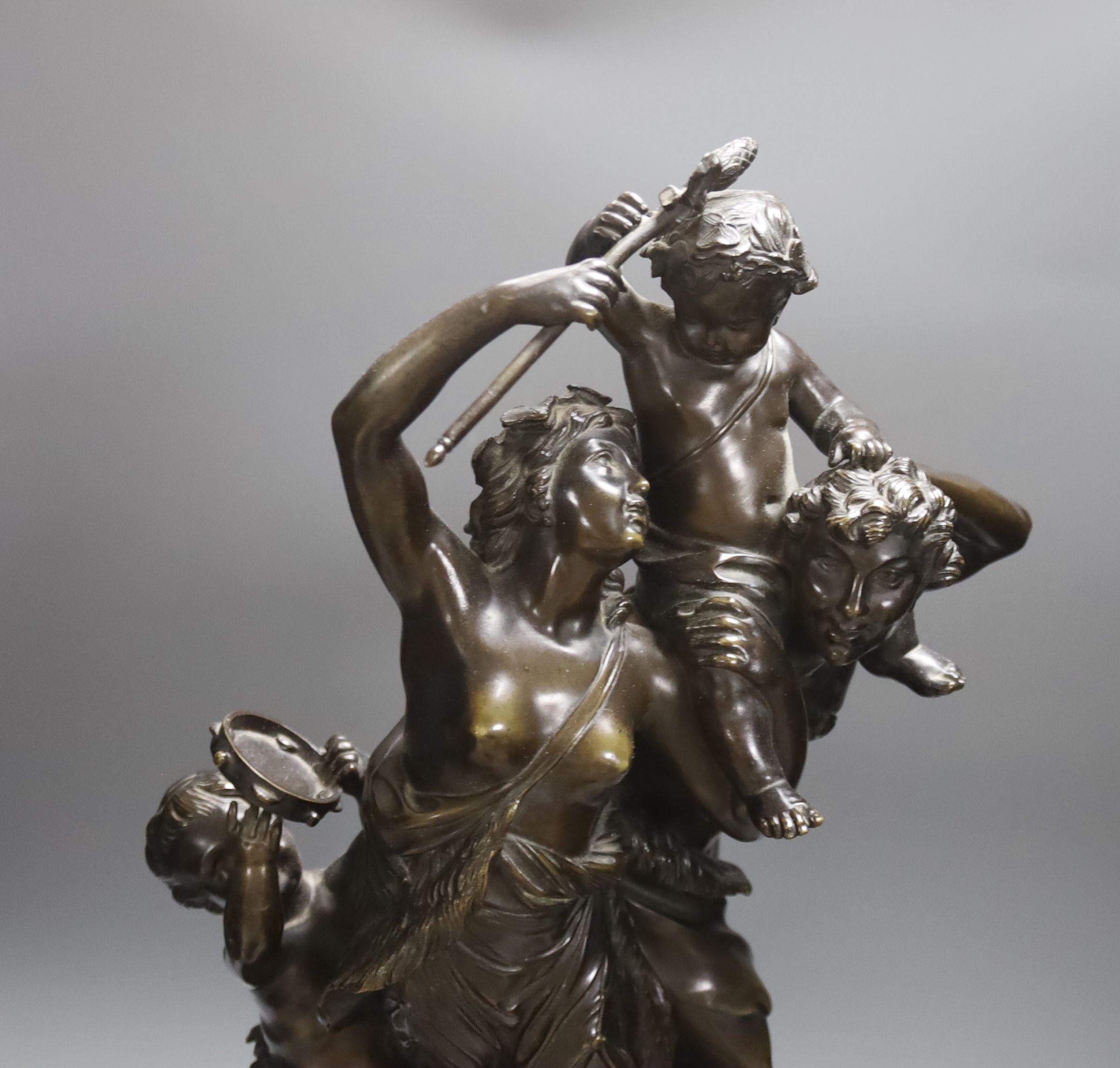 A large 19th century bronze and marble figural mantle clock, Gautier editeur foundry mark 64cm. - Image 2 of 8