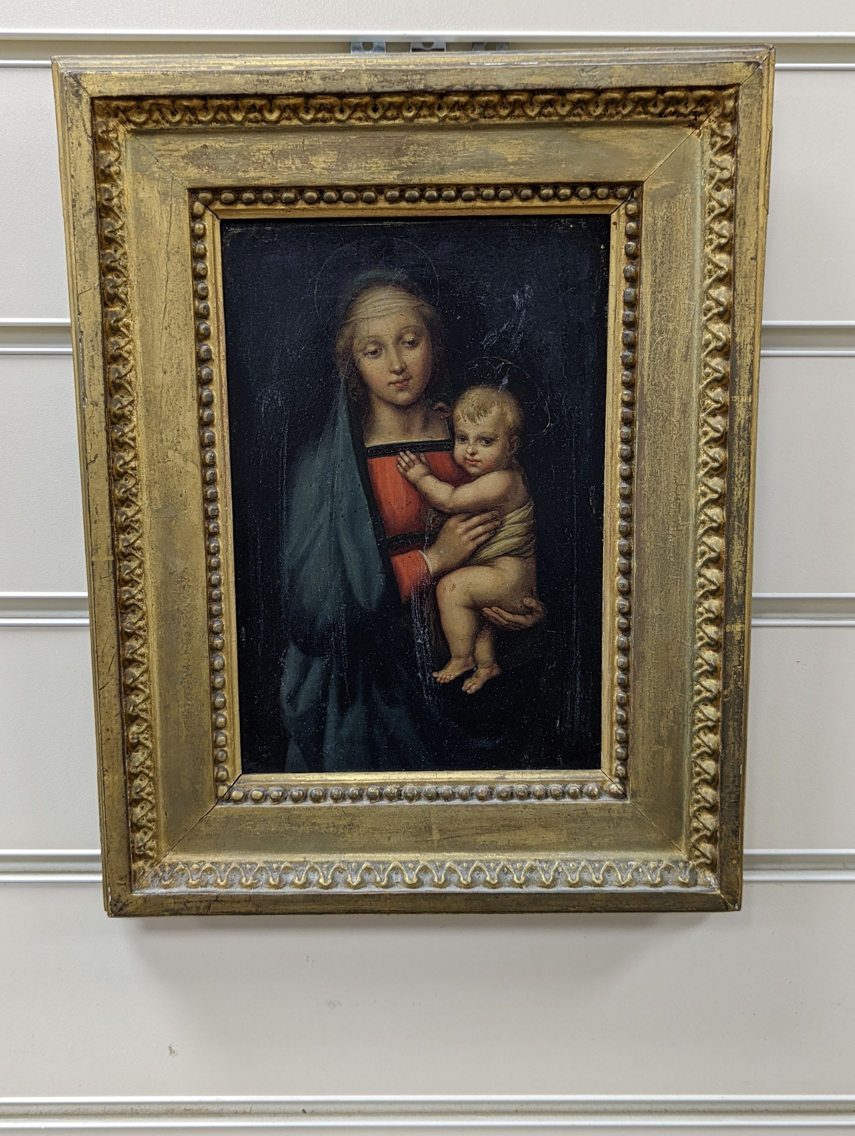 After Raphael, oil on panel, The Madonna del Granduca, 20 x 13cm. - Image 2 of 3