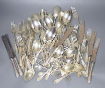 A part canteen of Edwardian silver cutlery by Atkin Brothers, Sheffield, 1903, with engraved