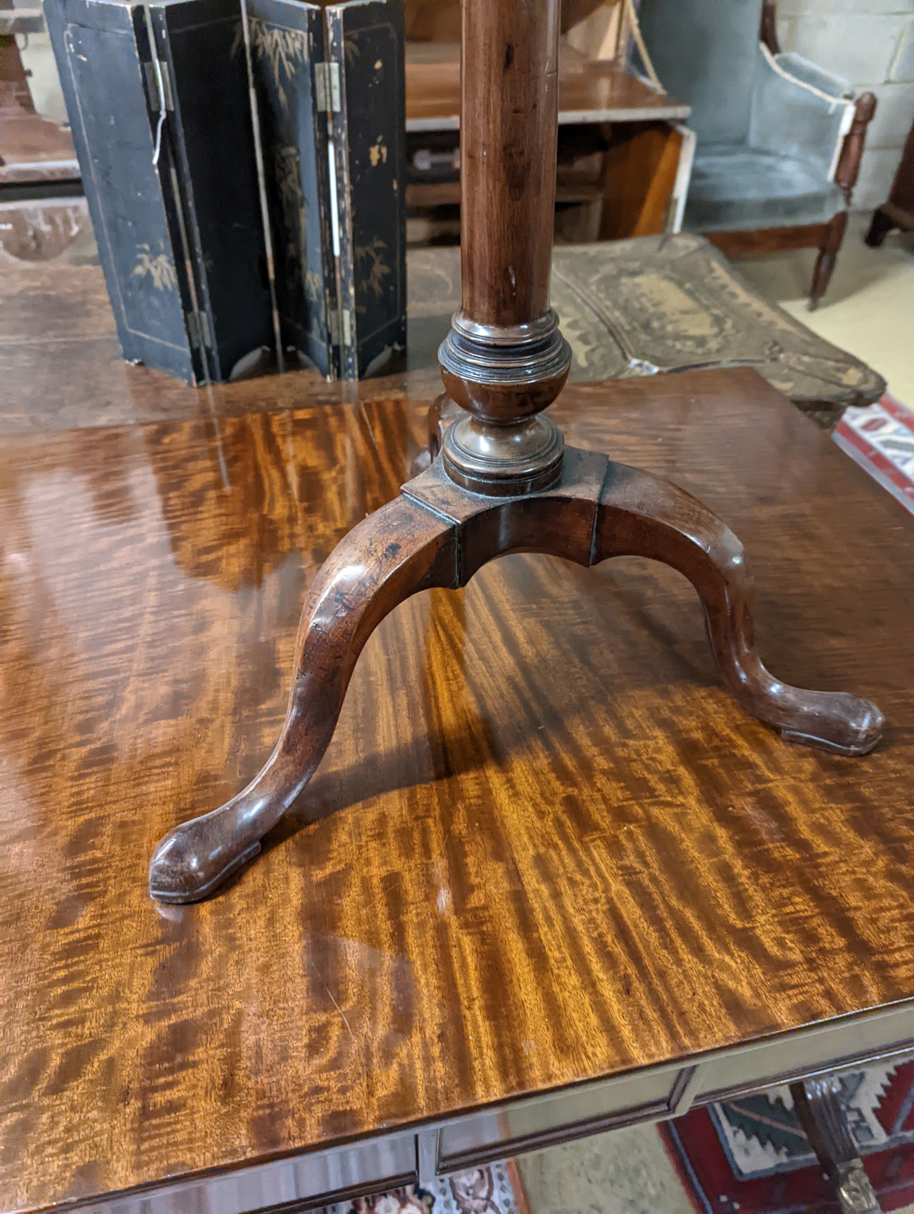 A George III and later mahogany Tripod Wine Table. Diameter - 49cm, Height - 67cm. - Image 3 of 4