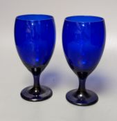 A set of 6 'Bristol blue' goblets, 20th century, 18cm