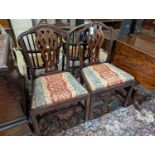 A pair of George III Hepplewhite period mahogany chairs. H-93cm.