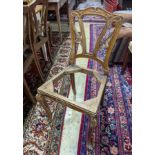 A set of six Majorelle style mahogany dining chairs (no seats). H-92cm.