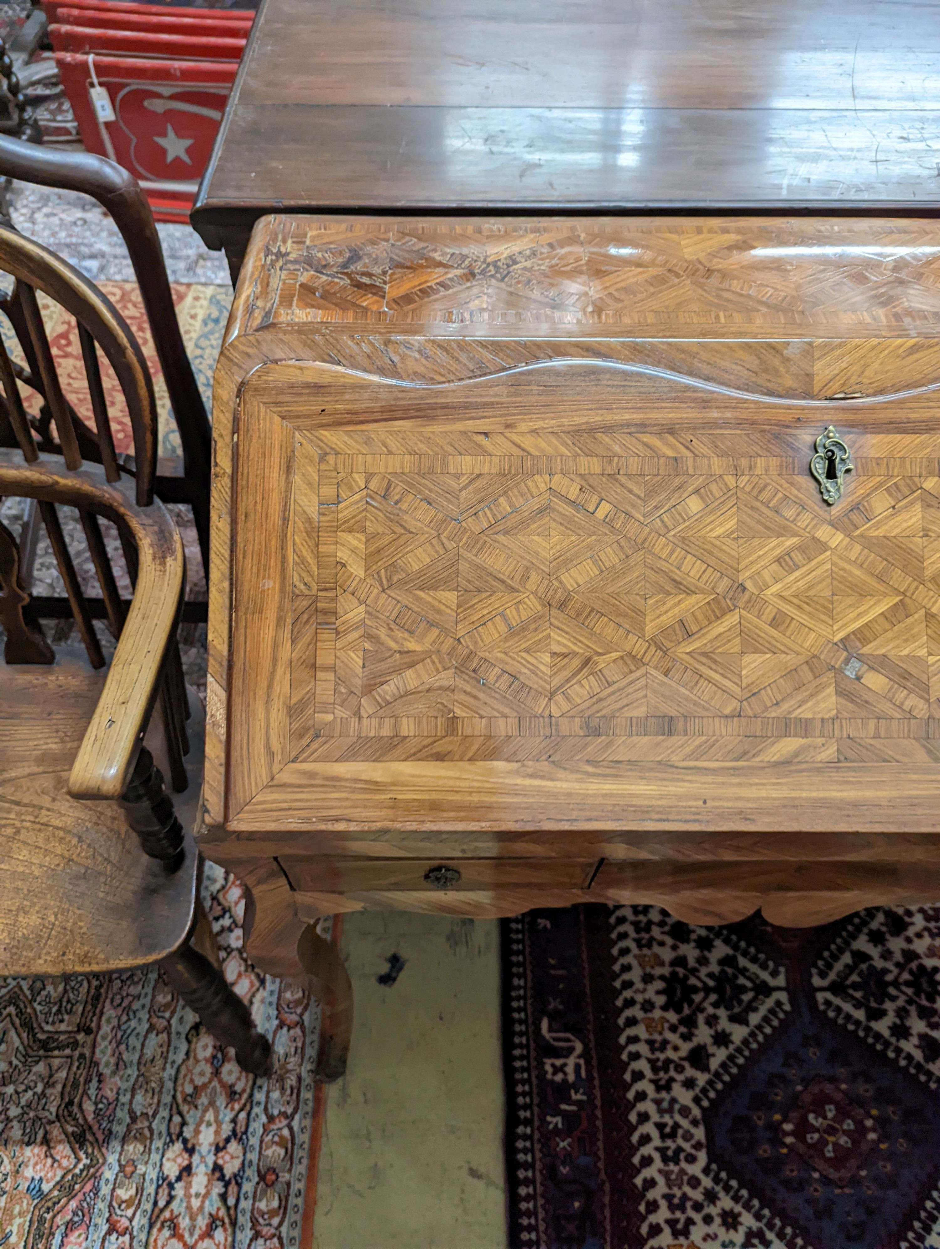 An 18th century French kingwood parquetry bureau. (Fall front AF) W-79cm, D-44cm, H-90cm. - Image 2 of 6