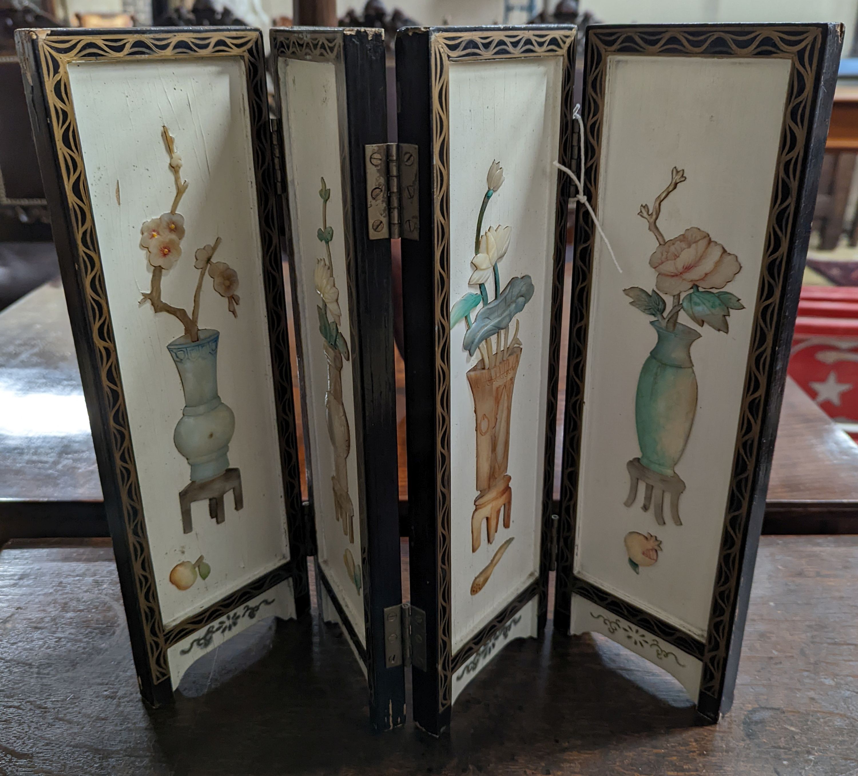 A four fold miniature screen. W-47cm, H-36cm.