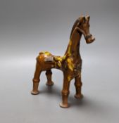 A Çanakkale pottery horse vessel, 19th century, 24cm, repairs