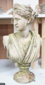 A composition stone portrait bust, Diana, 53cm.