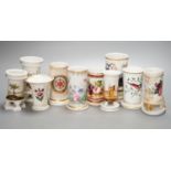 Ten various 19th century porcelain spill vases, tallest 14cm.