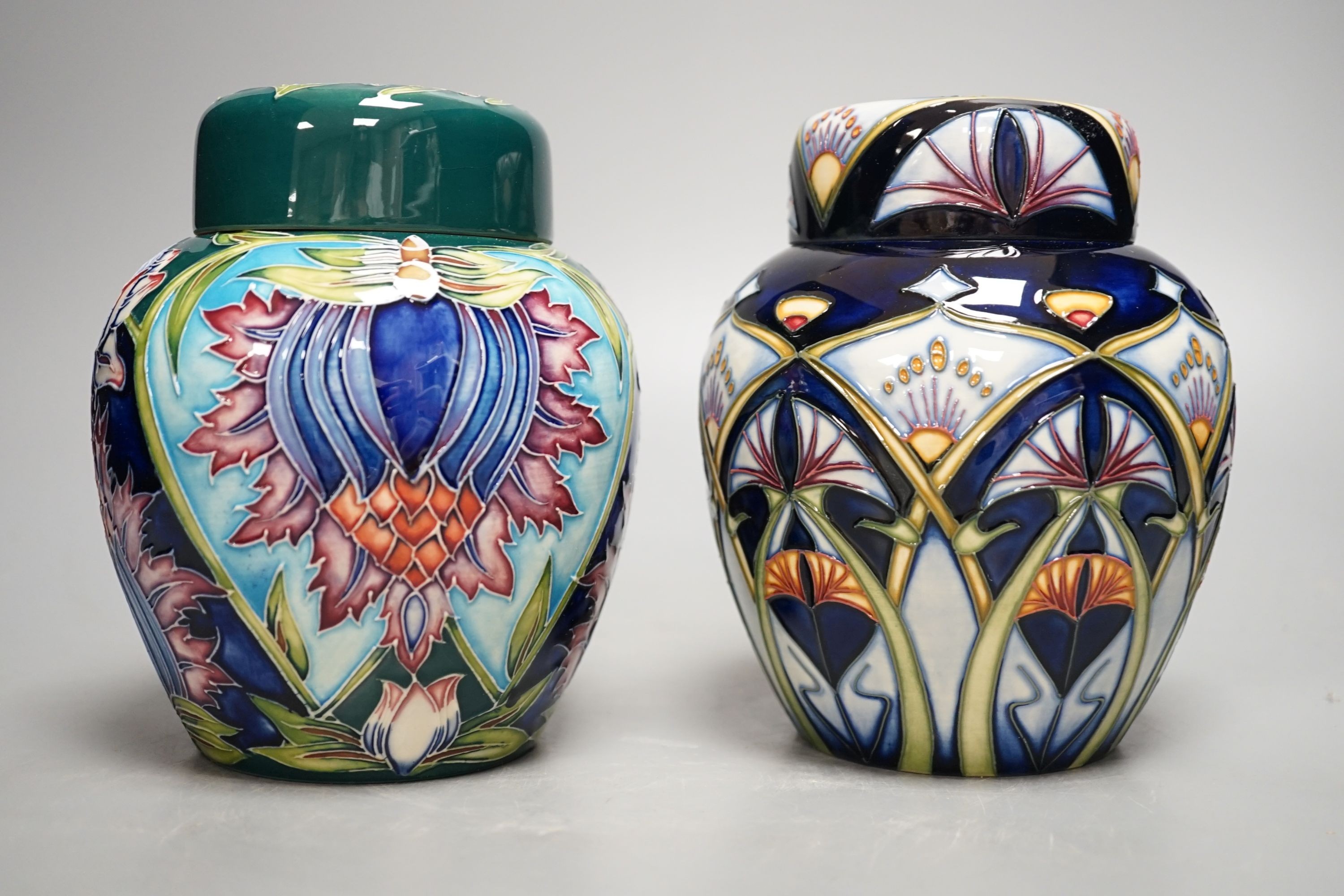 Two Moorcroft trial ginger jars and covers, signed Rachel Bishop and Shirley Hayes, 2001 and 2002, - Image 4 of 6