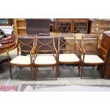 A set of four Sheraton revival inlaid mahogany salon chairs, width 52cm, height 93cm