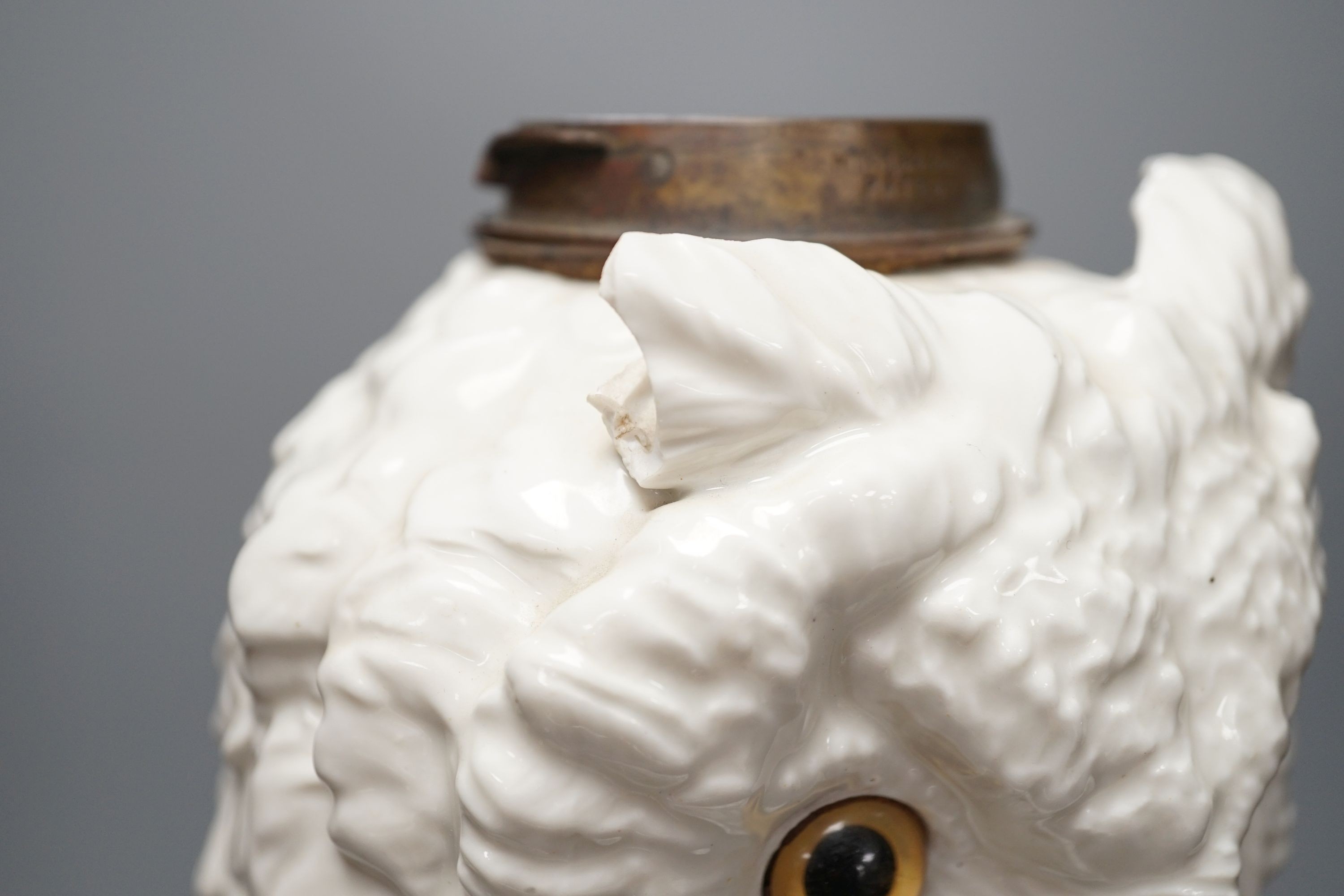 A large late 19th century ‘owl’ porcelain oil lamp base, with Victorian lozenge registration mark to - Image 7 of 8