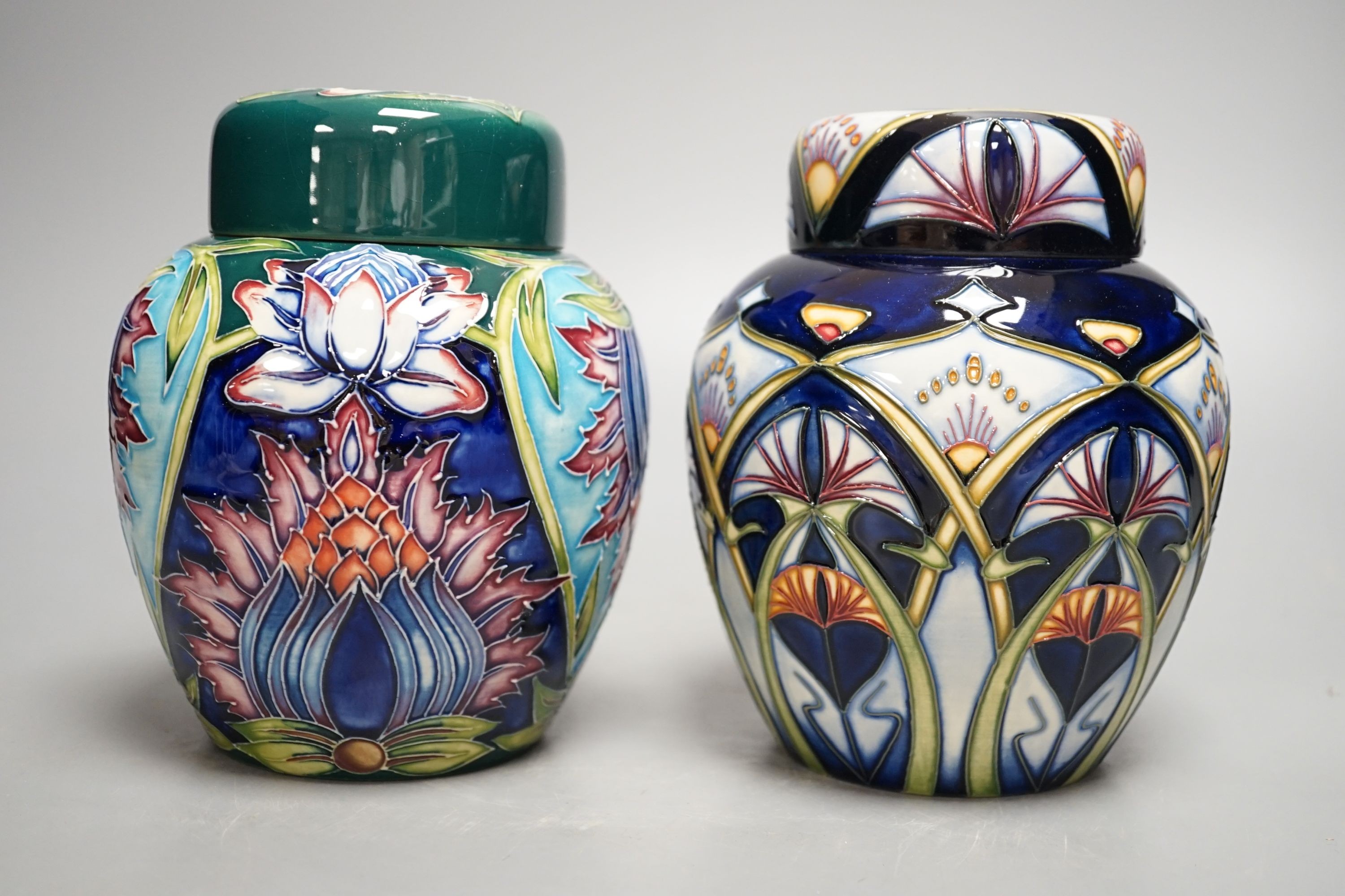 Two Moorcroft trial ginger jars and covers, signed Rachel Bishop and Shirley Hayes, 2001 and 2002, - Image 3 of 6