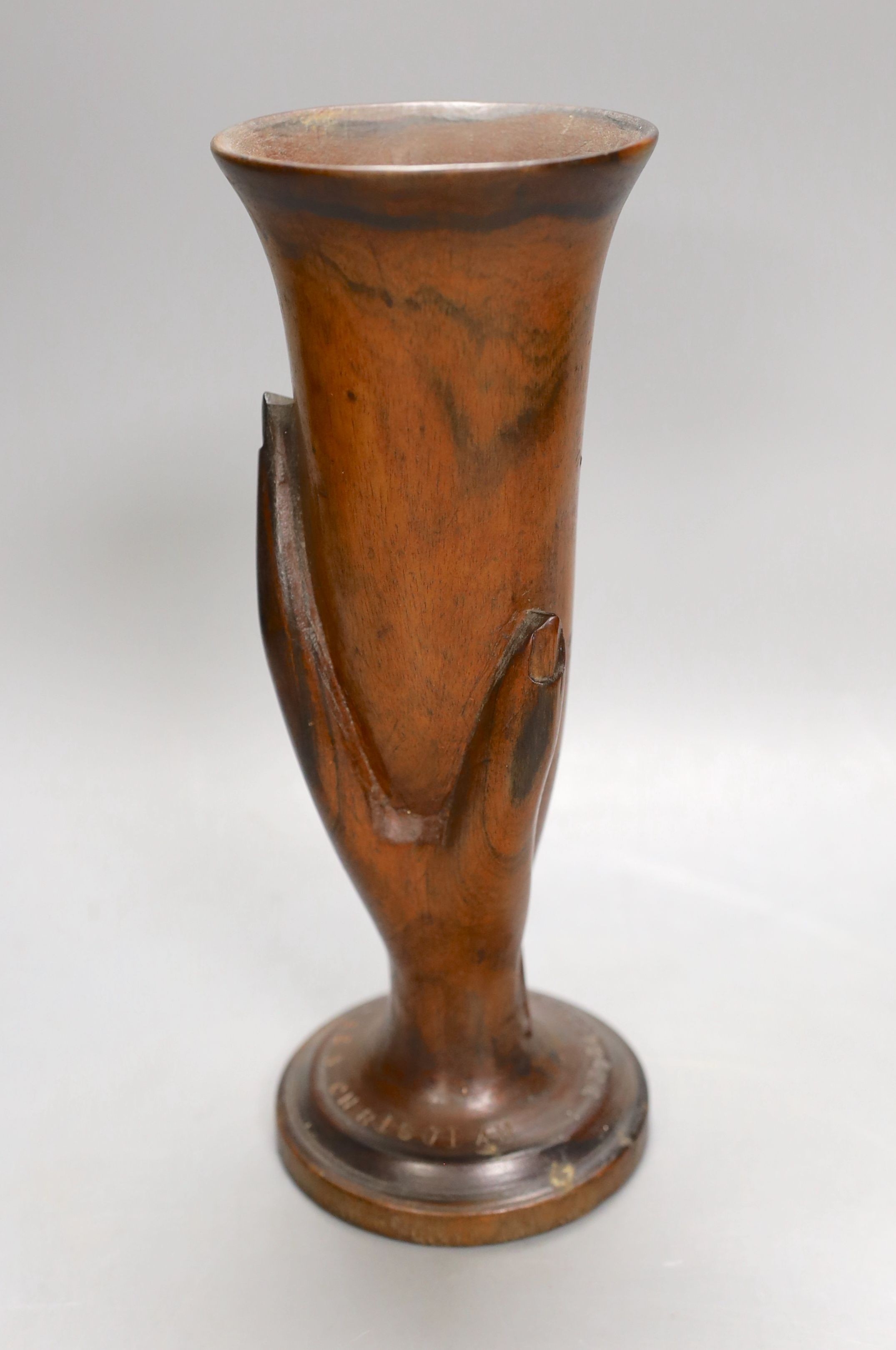 A wooden vase 'Ben Christian Pitcairn Island', approx 24 cms high. - Image 3 of 3