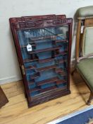 A pair of Chinese hardwood snuff bottle cabinets, width 52cm, height 83cm