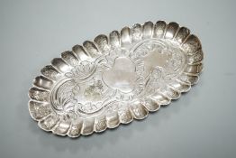 A mid 18th century Irish embossed silver oval pin tray, with engraved date and initials, maker