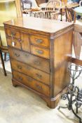 A George II and later walnut, oak and boxwood strung chest of eight drawers, 79 cm wide, 41.5 cm