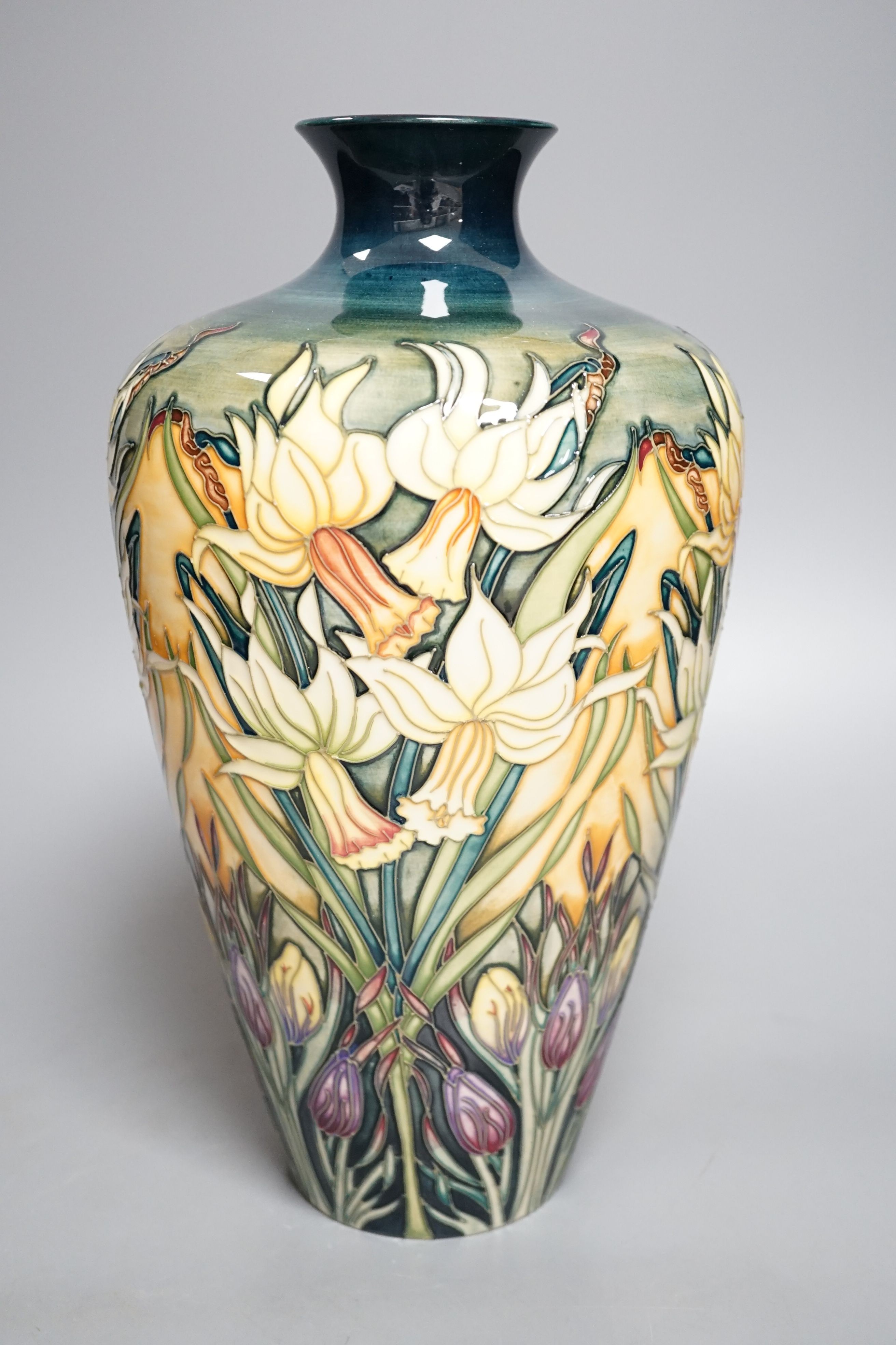 A Moorcroft Ode to Spring pattern ovoid vase, dated 2002, signed Rachel Bishop, limited-edition