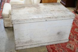 A large Victorian white painted pine trunk, length 123cm, depth 78cm, height 71cm