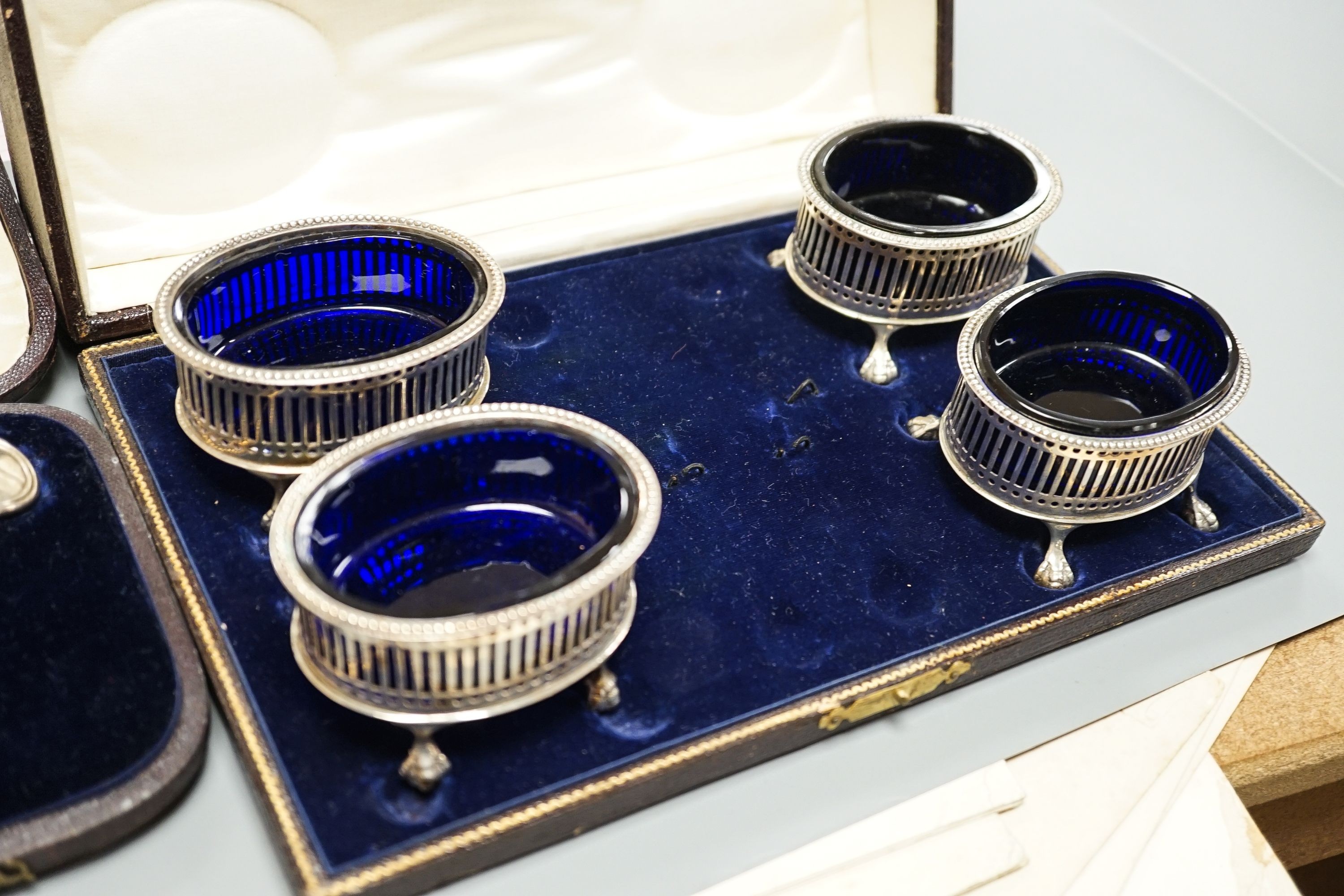 A cased pair of Victorian silver fish servers, London, 1856, together with a cased set of four - Image 5 of 7