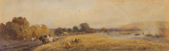 Robert Thorne Waite (1842-1935), watercolour, 'Autumn, Steyning', signed with artist's label
