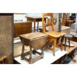 A set of library steps / chair and a small oval oak gateleg coffee table