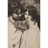 William Lee Hankey (1869-1952), etching, Mother and child, signed in pencil, 15 x 10cm