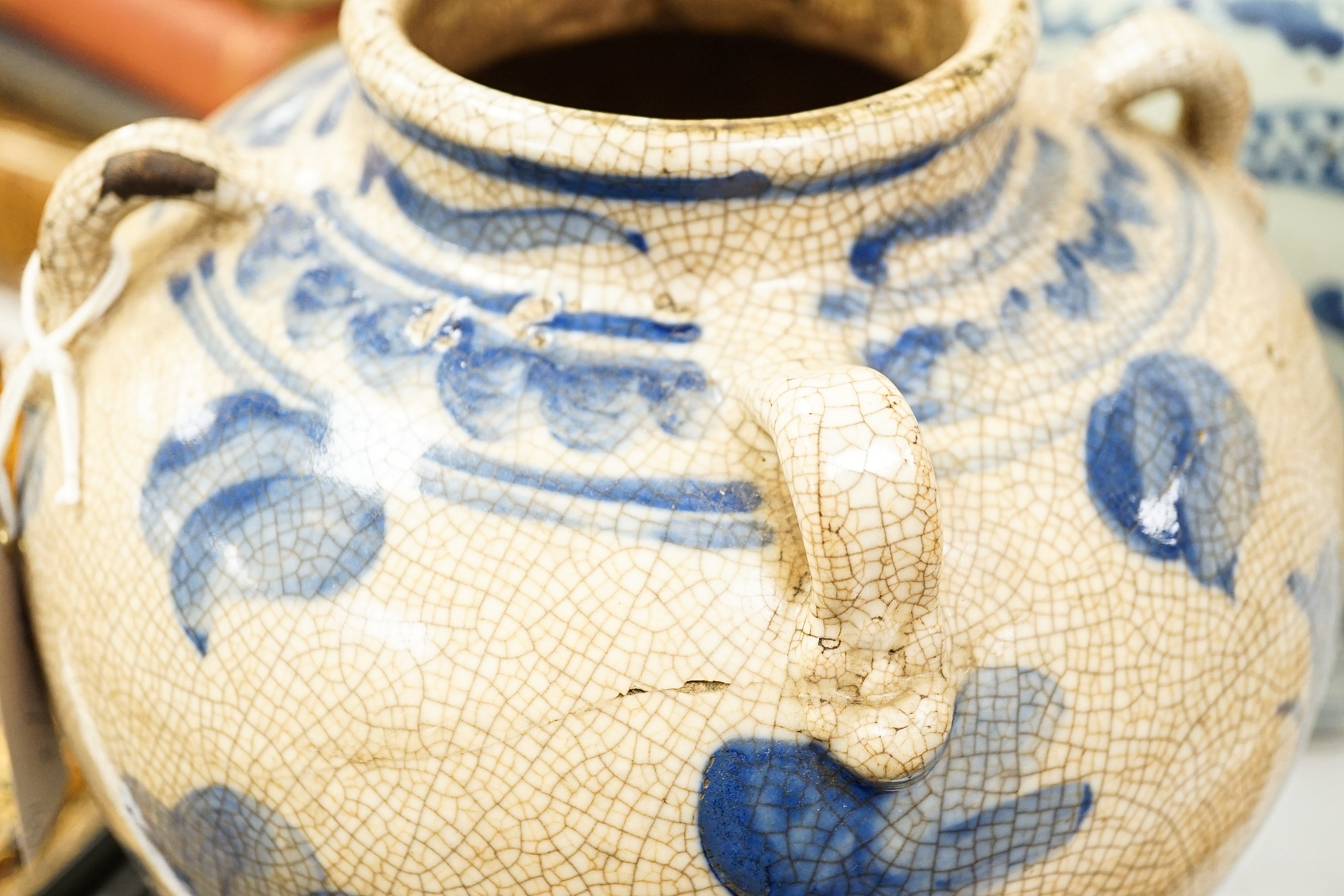 A large Chinese blue and white 'dragon' double gourd vase, 64cm high and an Annamesse style blue and - Image 5 of 13