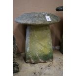 A carved stone staddle stone, height 64cm, diameter 54cm