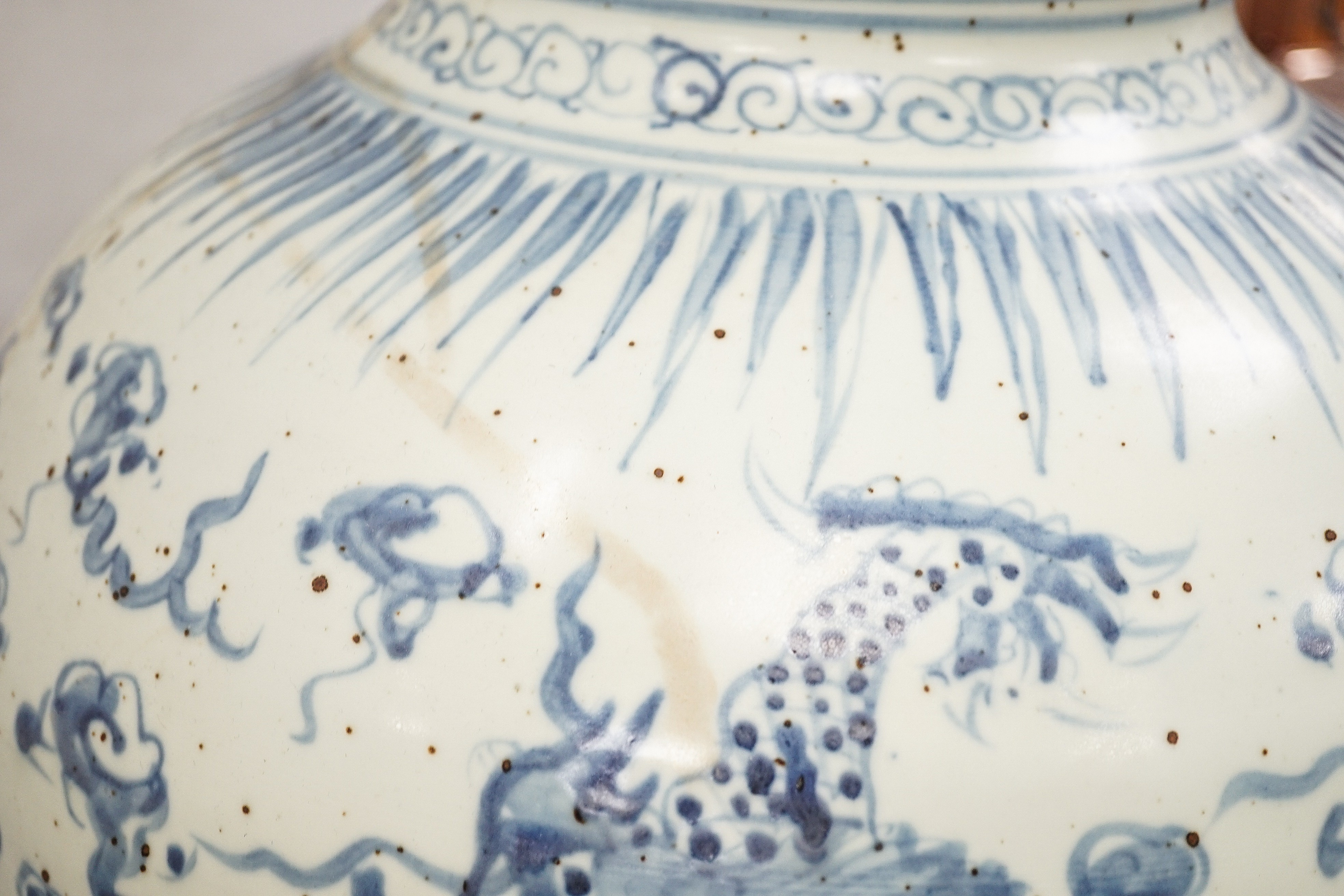 A large Chinese blue and white 'dragon' double gourd vase, 64cm high and an Annamesse style blue and - Image 12 of 13