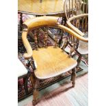 A Victorian elm and mahogany smoker’s bow chair, width 68cm, height 72cm