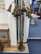 A Tiffany style lily pattern lamp standard, height 153cm