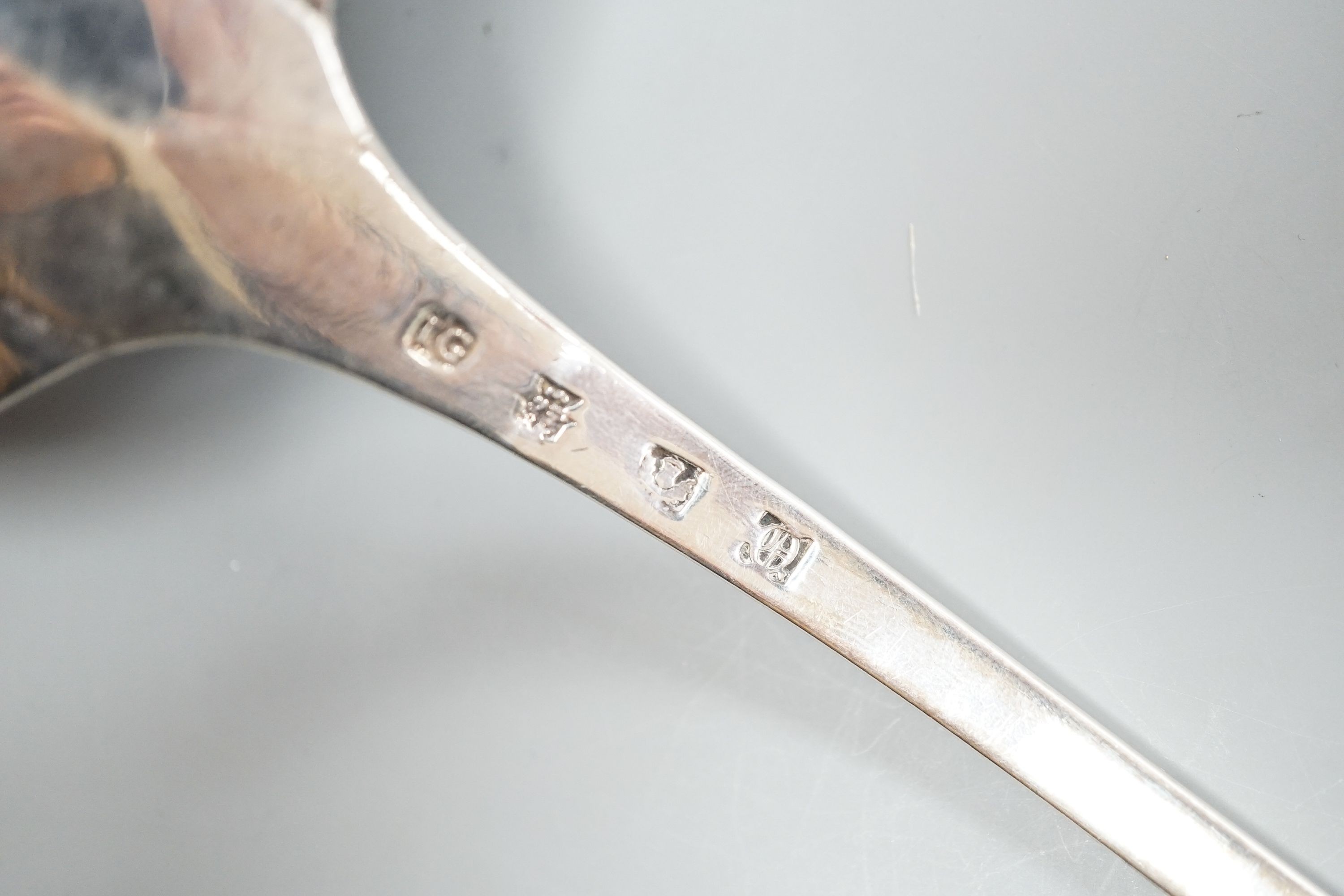 A George III Scottish silver Old English pattern soup ladle, James Gilliland, Edinburgh, 1770, 36. - Image 4 of 4