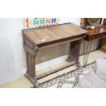 A Victorian oak and pine double school desk, width 120cm, height 98cm