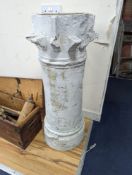 A white painted terracotta chimney pot, height 88cm