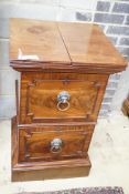 A George III mahogany pedestal designed by C. Wilson, with twin flap top, cellaret drawer now with