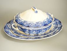 A Royal Doulton ‘Marjorie’ blue and white part dinner service and a Victorian jasper ware and