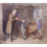 Charles Green R.I. (1840-1898) - watercolour, An Incident in the Life of J.J. Barratt, initialled,