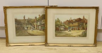 George Goodall - two watercolours, The George Inn, Huntingdon and The Mermaid Inn, Rye, signed, 21 x