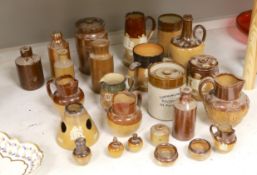 A quantity of Doulton stonewares including inkstand, jug, miniature salts and 19th century saltglaze