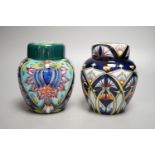 Two Moorcroft trial ginger jars and covers, signed Rachel Bishop and Shirley Hayes, 2001 and 2002,