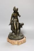 A Late 19th century French bronze of Psyche and Cupid, 38cm