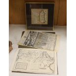 A small group of assorted maps;Toms after Badeslade, The County of Sussex, 1741, 15 x 16cm, framed.