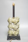 A Chinese style simulated jade table lamp, 48cm. max.
