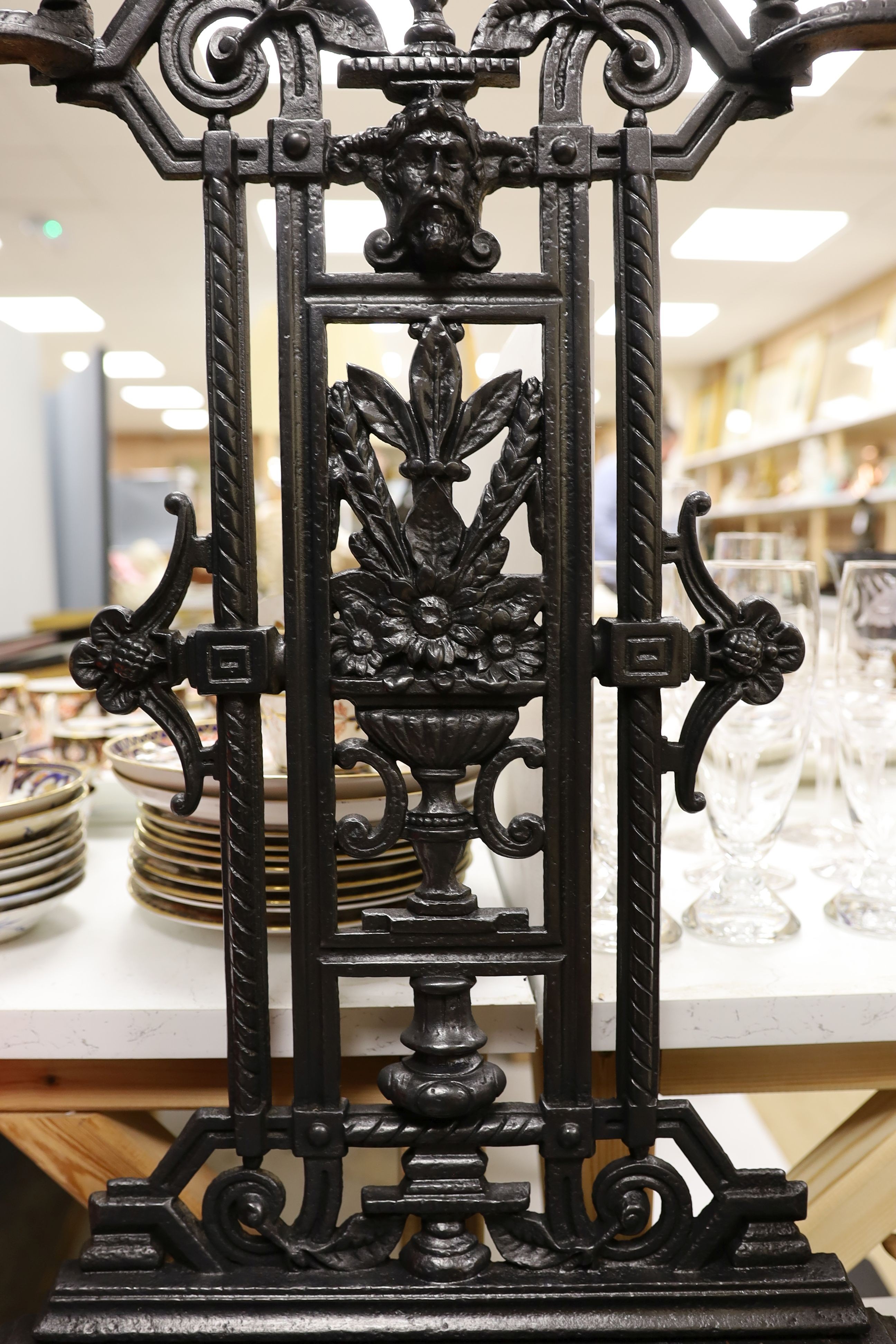 A Victorian cast iron stick stand and drip tray, Rd number 92713,88 cms high. - Image 2 of 2